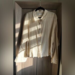 Zara White Linen-Cotton Blend Shirt